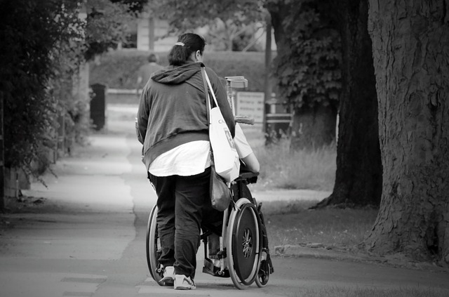 žena a invalidní vozík
